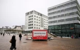 Une caravane de campagne du parti social-démocrate (SPD) allemand du chancelier Olaf Scholz installée à Lüdenscheid, dans l'ouest de l'Allemagne, le 16 janvier 2025