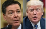 L'ex-patron de la police fédérale, James Comey, photographié ici à Washington le 20 mars 2017; et le président Donald Trump photographié à Washington le 6 juin 2017. L'antagonisme entre les deux hommes s'est encore davantage radicalisé cette semaine.