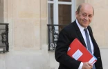 Le ministre des Affaires étrangères Jean-Yves Le Drian quitte le Palais de l'Elysée, à Paris, le 09 mai 2018