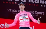 L'Italien Valerio Conti, nouveau maillot rose du Giro, après la 6e étape, le 16 mai 2019 à San Giovanni Rotondo