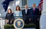 Le président américain Donald Trump et son épouse Melania reçoivent le Premier ministre australien Scott Morrison et son épouse Jennifer