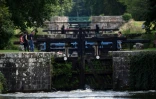 Une écluse sur le canal d'Ille-et-Rance, près de Rennes, dans l'ouest de la France, le 23 ao ût 2017