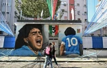 Fresque Ă l'effigie de Diego Maradona, Ă Naples, le 29 avril 2023