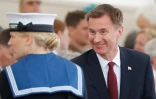 Jeremy Hunt (d), ministre britannique des Affaires étrangères, le 5 juin 2019 à Portsmouth (Royaume-Uni)