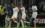 Le défenseur marseillais Samuel Gigot (g) vient de marquer le but de la victoire contre Lille, le 10 septembre 2022 au Stade Vélodrome