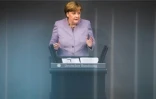 La chancelière allemande Angela Merkel prononce un discours sur l'Europe à Berlin, le 27 avril 2017
