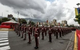 La Garde nationale vénézuélienne le 4 août 2018 à Caracas, lors de la cérémonie de son 81ème anniversaire, pendant laquelle le président Nicolas Maduro a été la cible d'une "attaque" au drone explosif