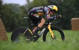Le Slovène Primoz Roglic lors de la 5e étape du Tour de France, un contre-la-montre entre Change et Laval, le 30 juin 2021