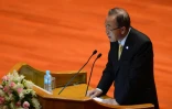 Le secrétaire général de l'ONU, Ban Ki-moon s'exprime à l'ouverture de la conférence de paix de Naypyidaw, le 31 août 2016