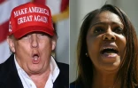 Ces deux photos rassemblées le 19 janvier 2022 montrent l'ancien président américain Donald Trump lors d'un meeting en Arizona le 15 janvier 2022 et la procureure générale de l'Etat de New York Letitia James devant la Cour suprême des Etats-Unis à Washington, DC le 23 avril 2019.
