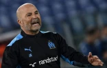 L'entraîneur argentin de Marseille Jorge Sampaoli en Ligue Europa sur la pelouse de la Lazio Rome le 21 octobre 2021