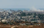 Une photo prise depuis le sud d'Israël, le long de la frontière le 6 mai 2025, montre des destructions dans la bande de Gaza voisine