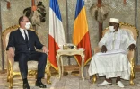 Le Premier ministre Jean Castex avec le président tchadien Idriss Deby à Amdjarass, dans l'est du pays, le 31 décembre 2020