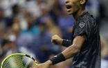 Le Canadien Félix Auger-Aliassime lors de son match contre l'Espagnol Carlos Alcaraz en quart de finale de l'US Open à Flushing Meadows, le 7 septembre 2021