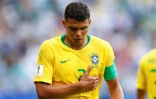Le défenseur du Brésil Thiago Silva face au Mexicains en, 8e de finale au Mondial, le 3 juillet 3018 à Samara