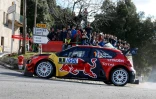 Le Français Sébastien Ogier au volant de sa Citroën lors du Rallye de Corse, entre Orone et Carbini, le 29 mars 2019