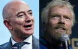 Le fondateur de Blue Origin, Jeff Bezos (à gauche) et le fondateur de Virgin Galactic, Richard Branson