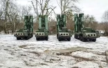 Image tirée d'une vidéo diffusée le 9 février 2022 par le ministère russe de la Défense montrant un bombardier Tupolev Tu-22M3 Backfire au décollage durant des exercices préparatoires à des manoeuvres au Bélarus