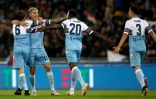 La joie des joueurs de la Lazio après avoir remporté la Coupe d'Italie face à l'Atalanta, le 15 mai 2019 à Rome