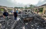 Le dortoir scolaire dévasté par un incendie le 22 mai 2023 à Mahdia, au Guyana