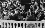 Le président John Kennedy lors de son discours inaugural le 20 janvier 1961 à Washington