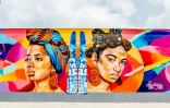 Une fresqque murale de l'artiste togolais Sitou Matthia, le 18 mai 2022 à Cotonou, au Bénin