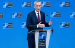 Le secrétaire général de l'Otan, Jens Stoltenberg, lors d'une conférence de presse à l'issue d'une réunion sur l'Ukraine, le 29 novembre 2023 à Bruxelles