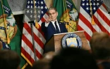 Le ministre américain des Finances Scott Bessent lors d'une conférence de presse le 24 août 2026 à Washington