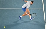 Le joueur de tennis serbe Novak Djokovic lors de sa victoire contre le Français Adrian Mannarino à l'Open d'Australie de Melbourne, le 21 janvier 2024