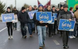 Manifestation contre l'accord de libre-échange entre l'Union européenne et le Mercosur à Athlone, dans le centre de l'Irlande, le 10 janvier 2026 