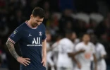 L'attaquant argentin du Paris Saint-Germain Lionel Messi, après le but marqué par Lille, lors de leur match de Ligue 1, le 29 octobre 2021 au Parc des Princes 
