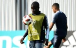 Le milieu des Bleus N'Golo Kanté lors d'une séance d'entraînement, le 14 juillet 2018 à Moscou