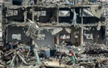 Un bâtiment dévasté par des frappes israéliennes, dans le camp palestinien de Jabaliya, dans la bande de Gaza, le 8 avril 2025