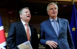 Michel Barnier, négociateur en chef de l'UE, et son homologue britannique, David Frost, le 2 mars 2020 à Bruxelles