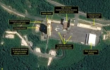 Image satellite fournie le 23 juillet 2018 par 38 North du démantèlement des infrastructures du site de Sohae, la principale base de lancement nord-coréenne de satellites 