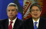 Photomontage fait le 23 février de portrait du vice-président de l'Equateur Lenin Moreno et de l'ex-banquier Guillermo Lasso