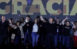 Célébration de victoire du côté du parti de l'ancien président Mauricio Macri apràs les législatives, à Buenos Aires le 14 novembre 2021