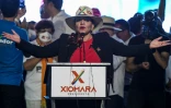 Xiomara Castro, épouse de l'ex-président Zelaya, candidate du parti de gauche LIBRE, lors d'un meeting de campagne, le 21 novembre 2021 à Tegucigalpa, au Honduras