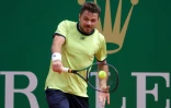 Le Suisse Stanislas Wawrinka, lors de son match contre le Kazakh Alexander Bublik, le 11 avril 2022 au 1er tour du Masters 1000 de Monte-Carlo