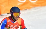 Le Français Mathieu Faivre à l'arrivée du slalom géant des Jeux de Pyeongchang, le 18 février 2018