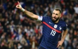 Karim Benzema avec l'équipe de France contre le Kazakhstan le 13 novembre 2021 au Parc des Princes à Paris