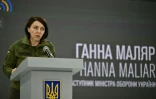 La vice-ministre de la Défense ukrainienne Ganna Maliar lors d'un briefing au centre de presse de l'armée à Kiev, le 12 janvier 2023