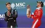 Lewis Hamilton (à droite) avec George Russell à Montmelo le 14 juin 2026