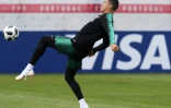 Cristiano Ronaldo à l'entraînement avec l'équipe du Portugal dans son camp de base de Kratovo, le 13 juin 2018