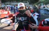 Le pilote Sébastien Ogier lors d'un point presse à l'issue de sa victoire dans le Rallye Monte-Carlo, le 24 janvier 2021 à Monaco