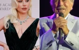 Combinaison de photos montrant Lady Gaga (G) aux BAFTA à Londres le 13 mars 2022, et le crooner Tony Bennett à Everett, dans le Massachusetts, le 8 août 2019