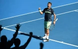Le Suisse Stanlislas Wawrinka après sa victoire face au Lituanien Ricardas Berankis au 1er tour de l'Open d'Australie le 16 janvier 2018