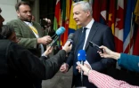 Bruno Le Maire devant le siège du FMI à washington, le 17 avril 2024
