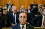 L'ancien Premier ministre du Kosovo Ramush Haradinaj le 27 avril 2017 au tribunal de Colmar (est de la France), qui examinait une demande d'extradition déposée par la Serbie qui l'accuse de crimes de guerre