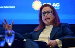 L'ancienne ministre des Affaires étrangères et de la Défense de l'Equateur à Montevideo, le 3 août 2026. 